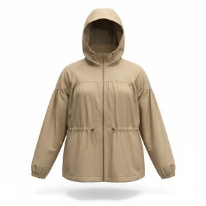 Nautica Women’s Lightweight Jacket Windbreaker, Size XXL, Tan Brown, Hooded
